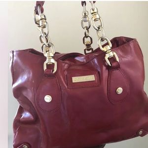 CC SKYE Handbag Red Patent Leather Gold Chain Hardware EUC